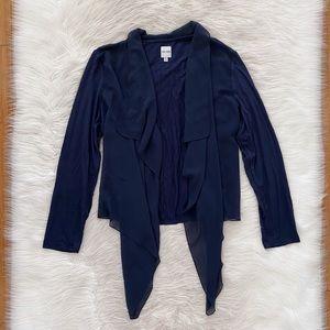 NIC+ZOE Navy Open-Front Draped Cardigan